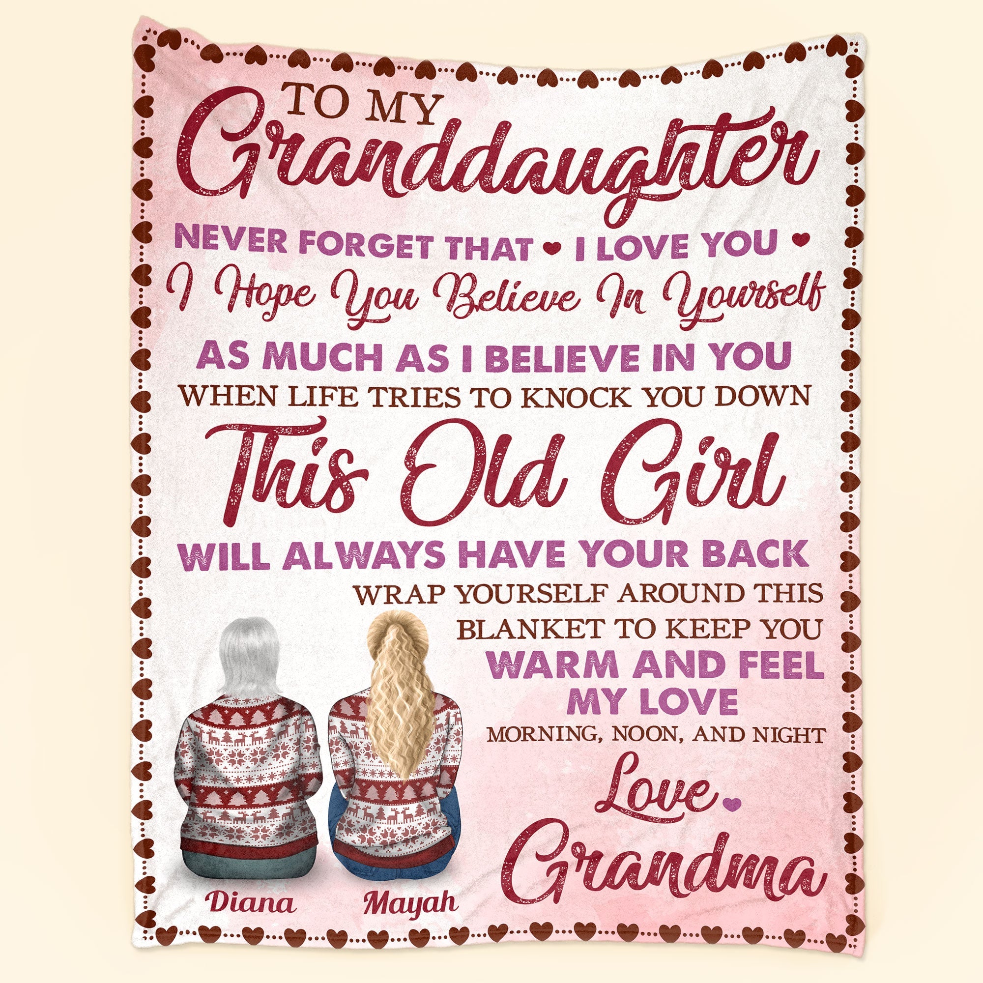 To My Granddaughter - Personalized Blanket - Birthday Christmas Gift For Granddaughters, Grandkids Big Size