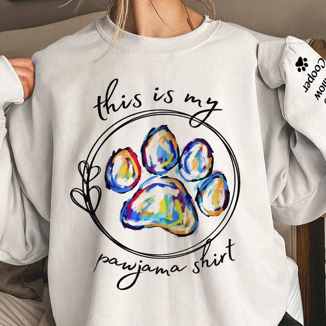 This Is My Pawjama Shirt Paw Print - Personalized Sweatshirt - Image 2