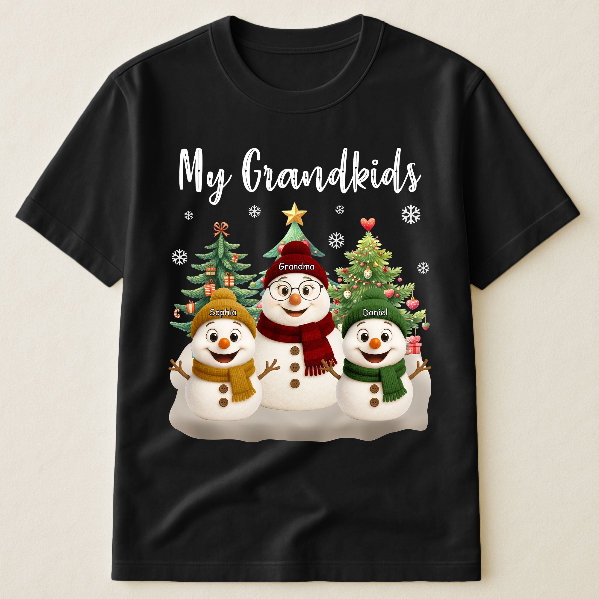 Grandma Snowman With Grandkids Lovely - PersonalizedOne Size Shirt