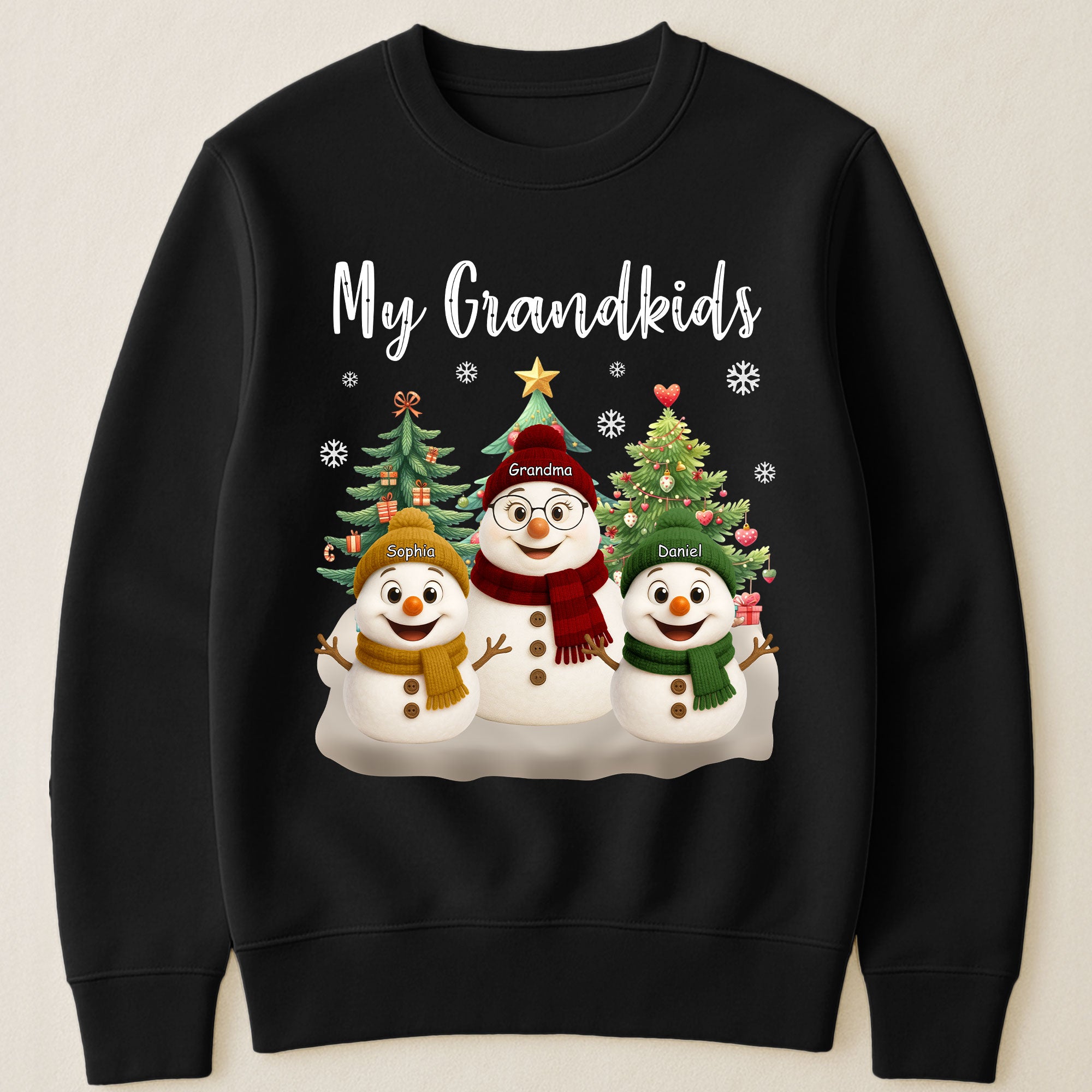 Grandma Snowman With Grandkids Lovely - PersonalizedOne Size Shirt - Image 3