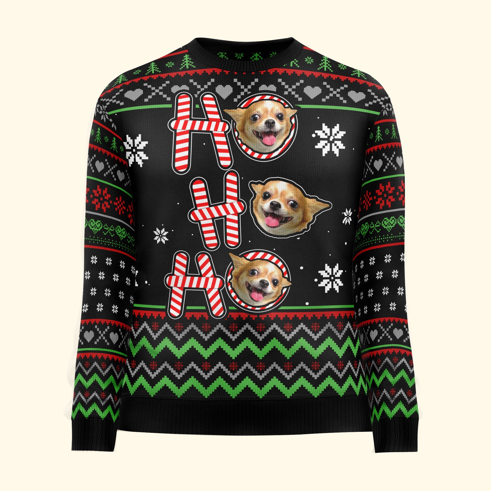 Ho Ho Ho - Personalized Photo Ugly Christmas Sweater - Image 2