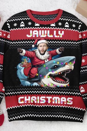 Jawlly Christmas For Shark Lovers - Personalized Photo Ugly Sweater