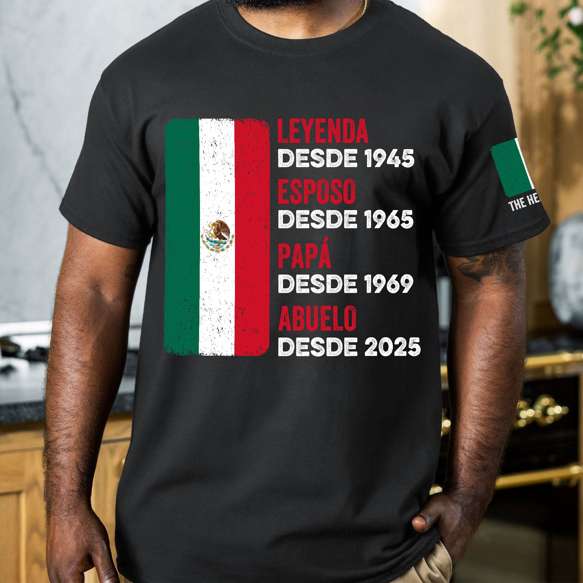 Leyenda Papá Abuelo - Hispanic, Mexico, Puerto Rico, El Salvador, Cuba, Dr - PersonalizedOne Size Shirt - Image 5