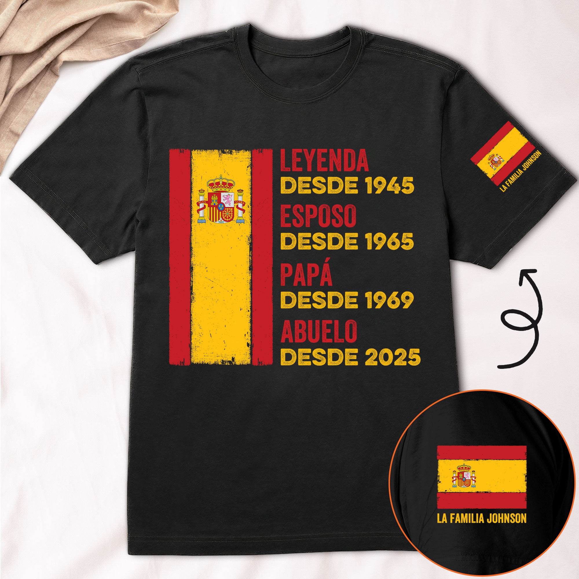 Leyenda Papá Abuelo - Hispanic, Mexico, Puerto Rico, El Salvador, Cuba, Dr - PersonalizedOne Size Shirt - Image 3