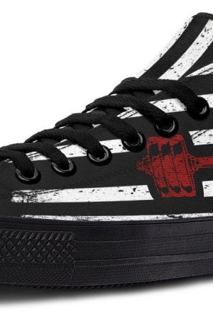Monochrome American Flag & Dumbbell Fitness Sneakers