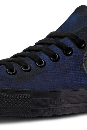 No Pain No Gain Blue Pattern Black Low-Top Gym Sneakers