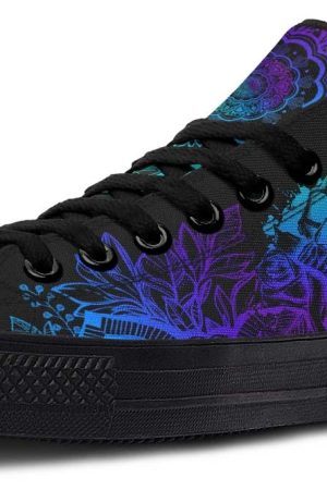 Skull Garden Black Low Top Sneakers - Floral Gothic Style