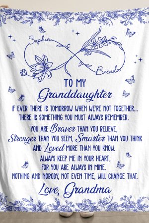To My Granddaughter Infinity Birth Flower - Personalized Blanket Big Size