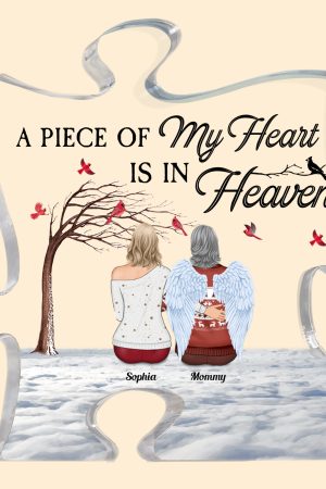A Piece Of My Heart Is In Heaven - Personalized Puzzle Acrylic Plaque - Memorial Gift For Family, Remembrance, Grief Gift, Sympathy Gift
