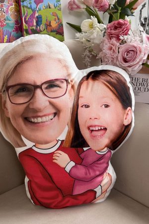 Grandma Hugging Grandkids Love - Personalized Photo Custom Shaped Pillow