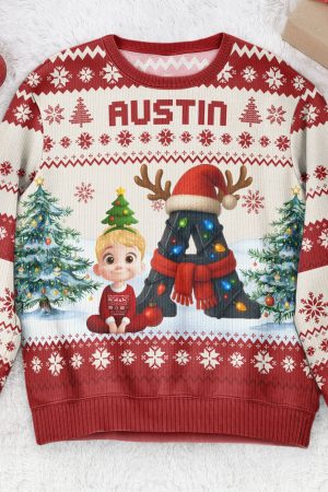 Kid Name Alphabet - Personalized Ugly Sweater