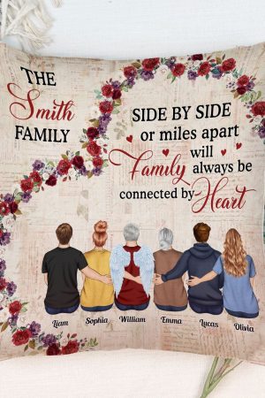 Our Family Will Always Be Connected By Heart - Personalized Pillow (Insert Included) - Birthday, Memorial Gift For Family Reunion, Family Member, Far Distance Siblings