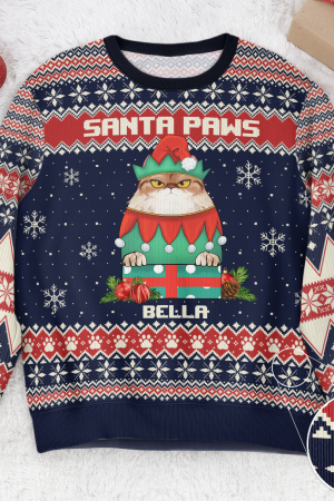Santa Paws Christmas Sweater - Personalized Ugly Sweater