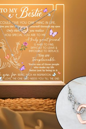 To My Bestie Gifts - Personalized LED Light Acrylic Plaque With Infinity Necklace
